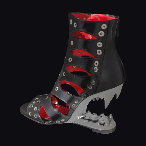 Black Studded Heeled Boot