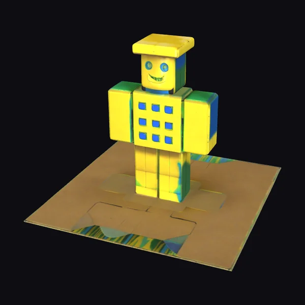 Yellow Block Robot Figure
