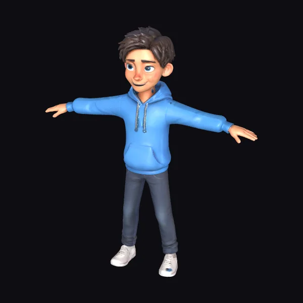 Young Boy in Blue Hoodie