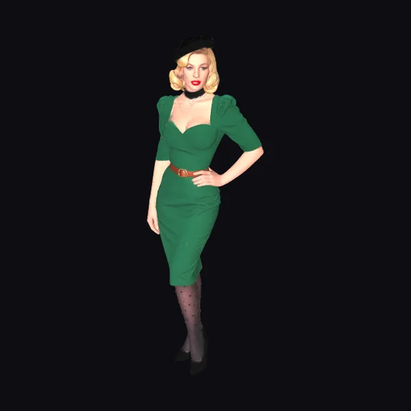 Blonde Woman Green Dress