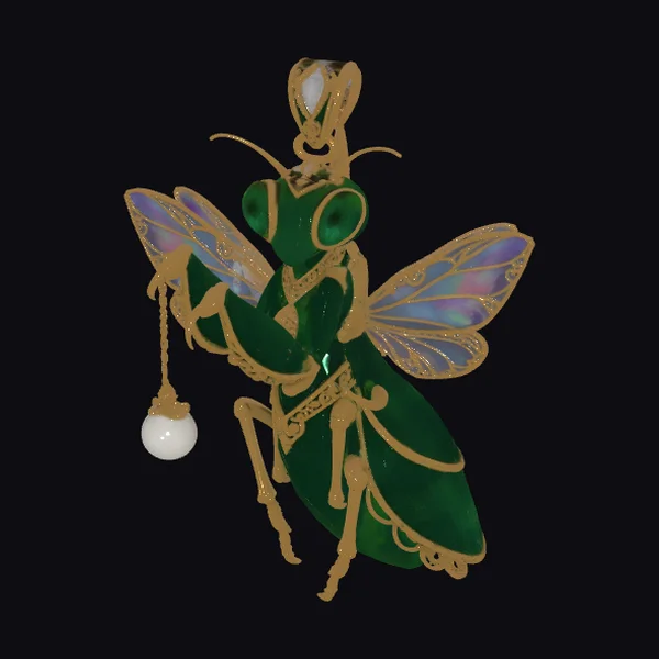 Emerald Mantis Necklace