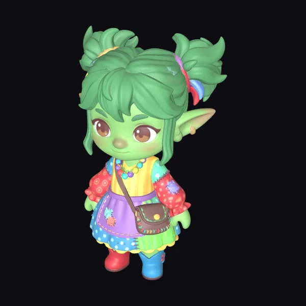 Colorful Patchwork Troll Girl