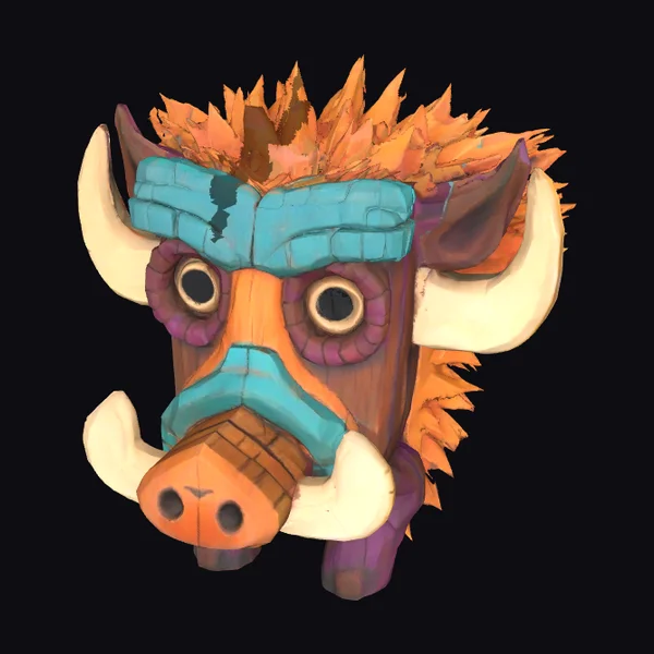 Wooden Bull Head Mask