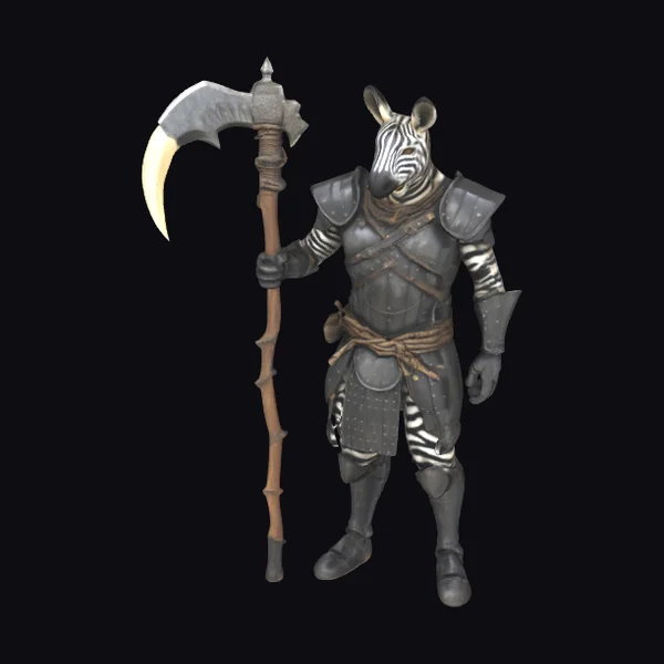 Zebra Warrior with Battle Axe
