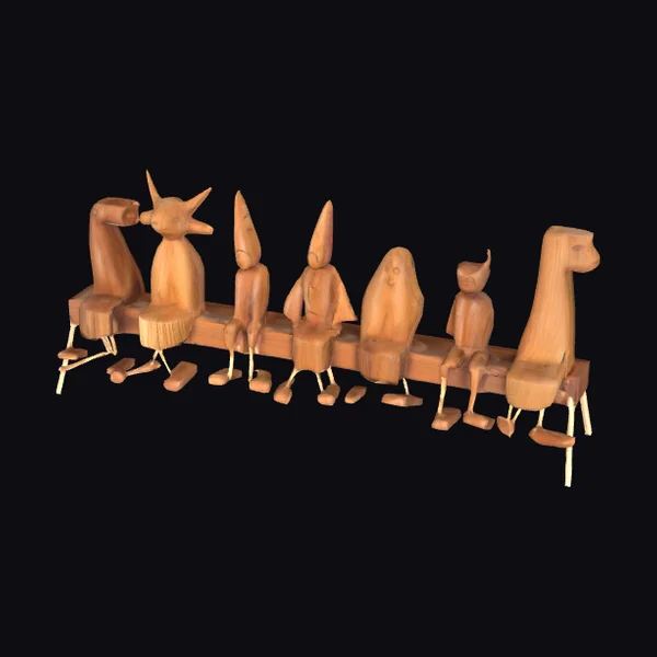 Wooden Creatures on Bench