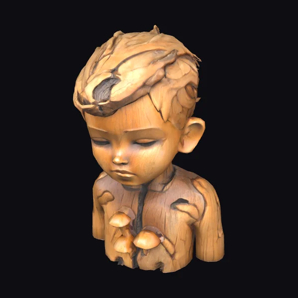 Wooden Child Sculpture