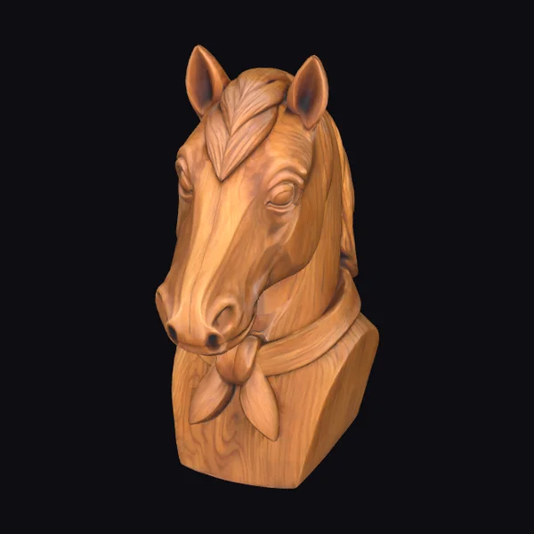 Wooden Horse Head Bust
