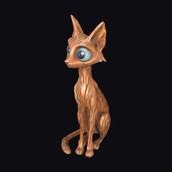 Wooden Feline Creature