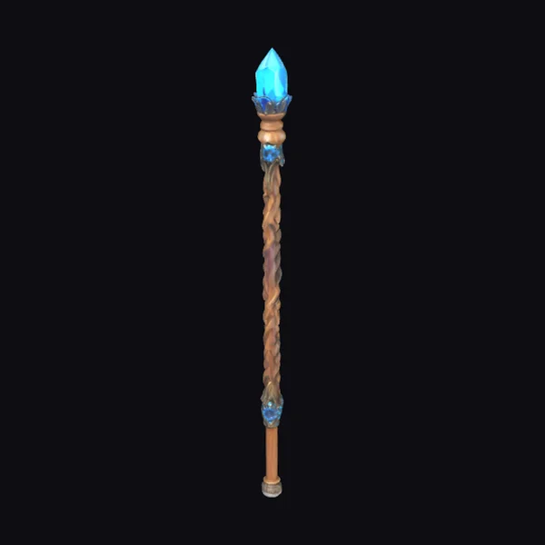 Wooden Staff with Blue Crystal