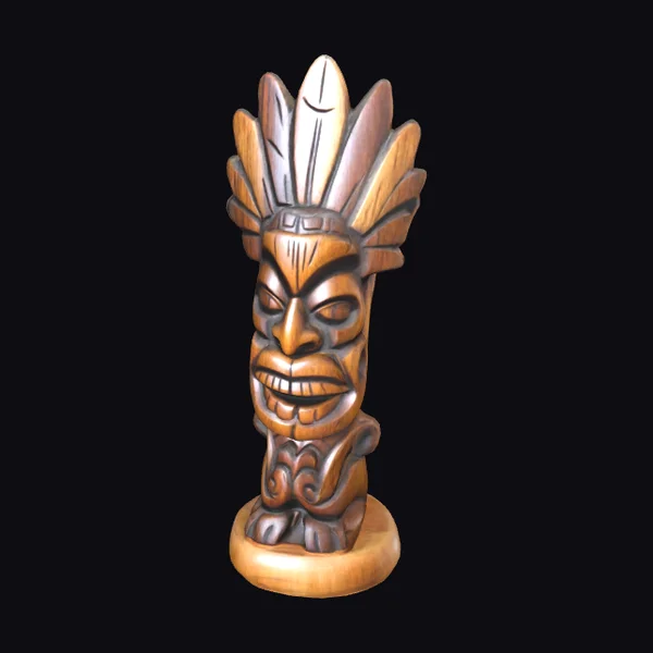 Wooden Hawaiian Tiki Statue
