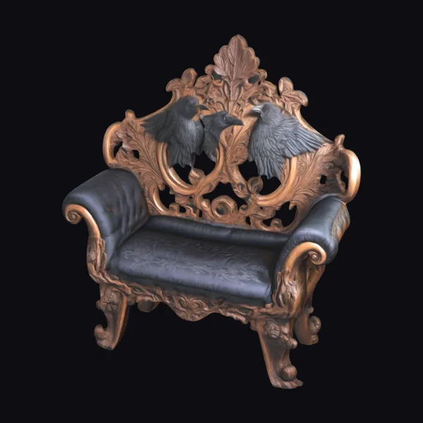 Wooden Carved Loveseat Crow