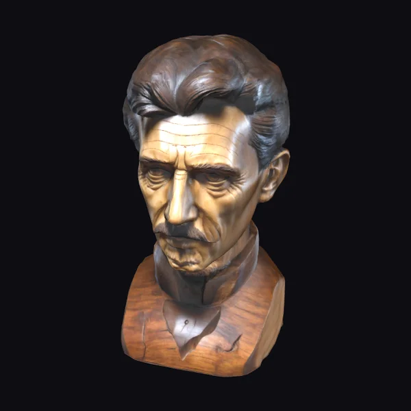 Wooden Carved Nikola Tesla