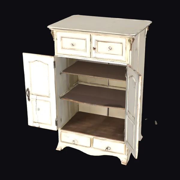 Distressed White Kitchen Cabinet