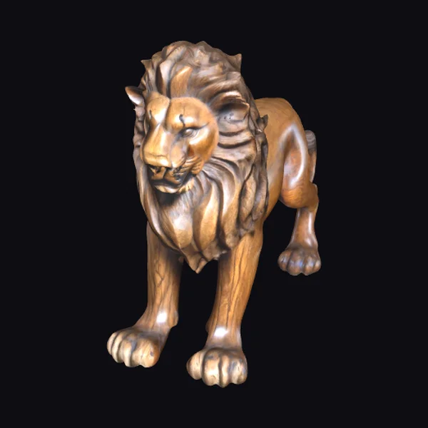 Wooden Lion Sculpture
