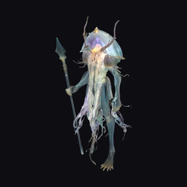 Bioluminescent Box Jellyfish Warrior
