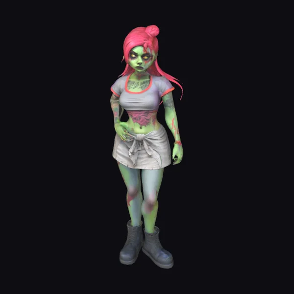 Zombie Woman with Tattoos