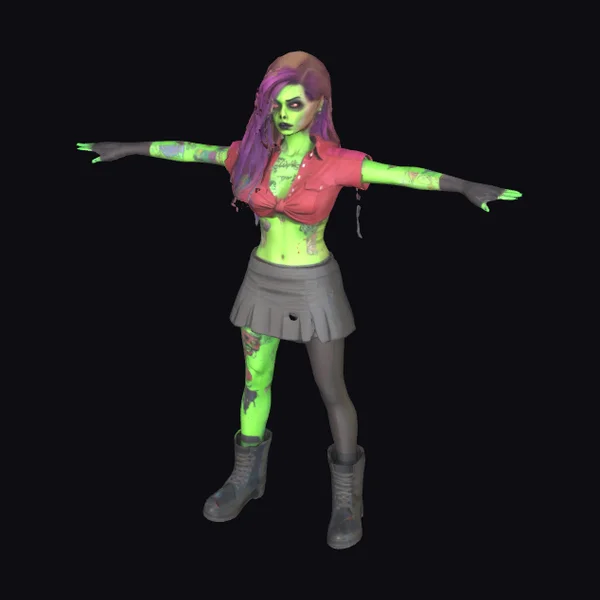 Zombie Woman with Tattoos