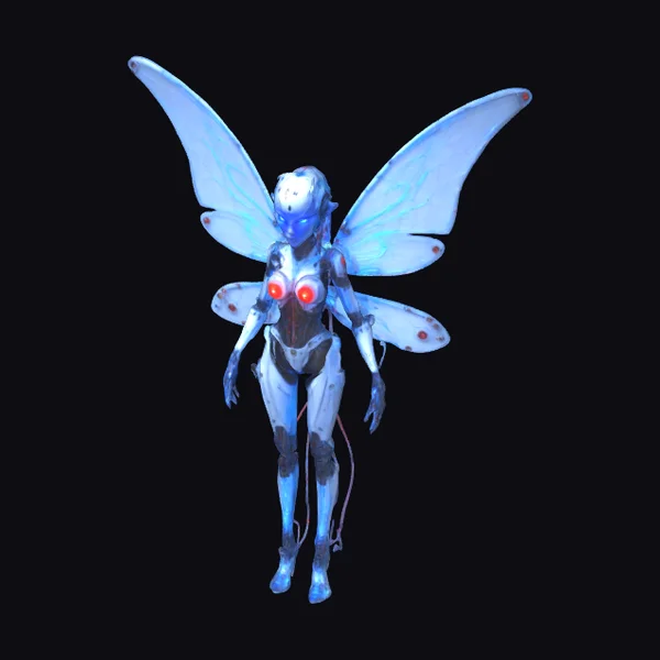 Cyber Fairy with Glowing Wings