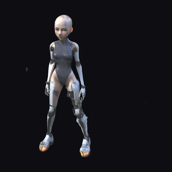 Bald Cyberpunk Female Robot