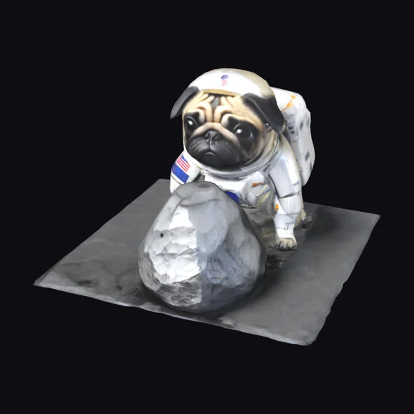 Astronaut Pug on Moon Rock