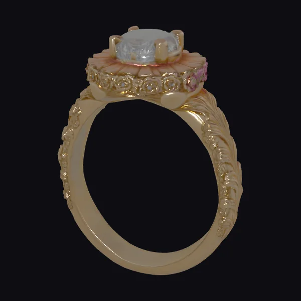 Gold Ring with Floral Motif