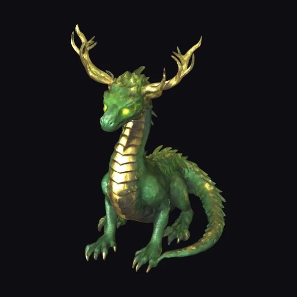 Emerald Dragon with Antlers