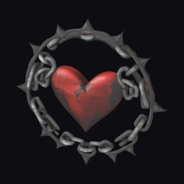 Bloodied Heart with Chains