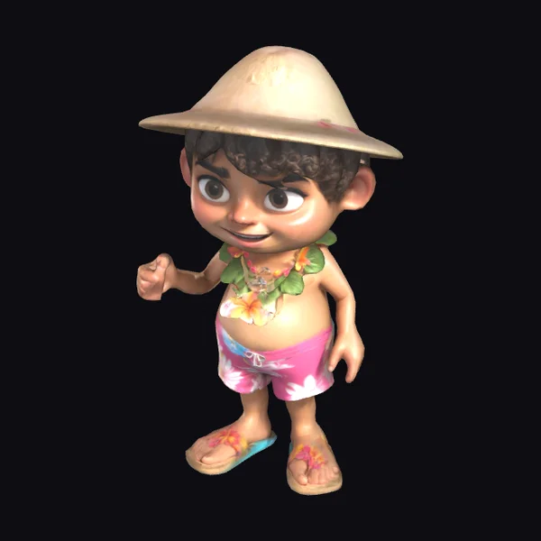Cartoon Boy in Summer Attire