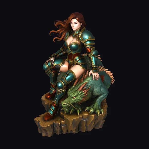 Warrior Riding Dragon Statue