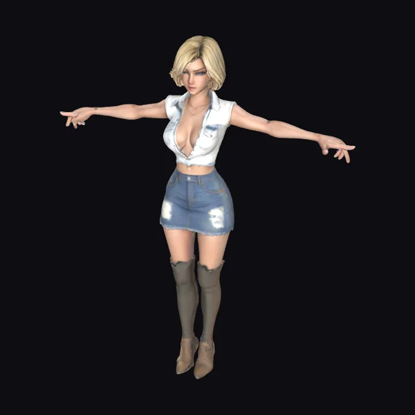 Blonde Woman in Distressed Denim