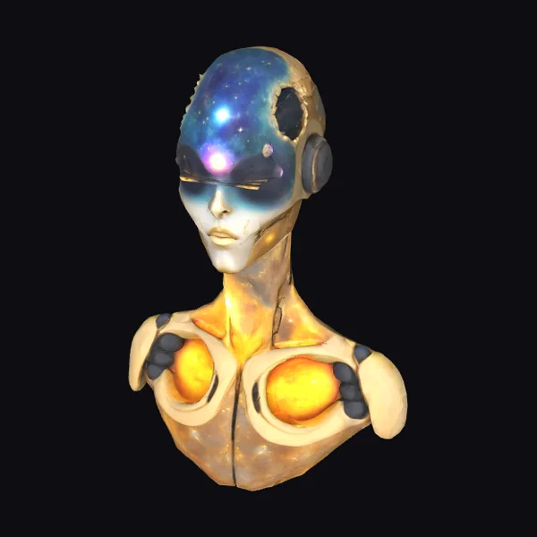 Android Head with Glowing Eyes