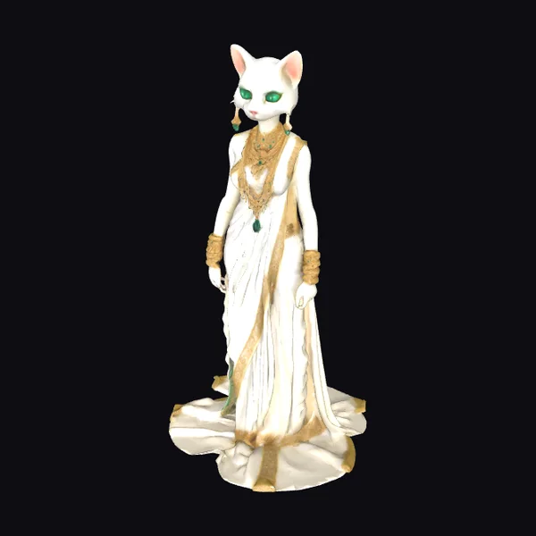 Anthropomorphic White Cat Goddess