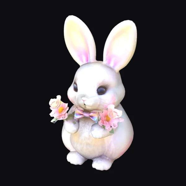 Fluffy Bunny with Flowers
