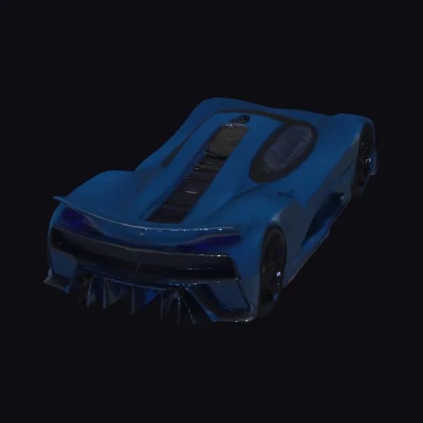 Blue Supercar Rear View