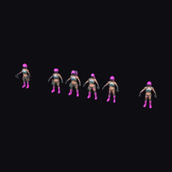 Pink Helmet Character Poses