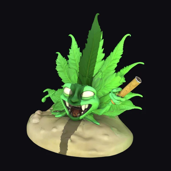 Cartoon Cannabis Leaf Creature