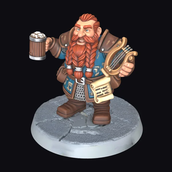 Dwarven Bard with Harp