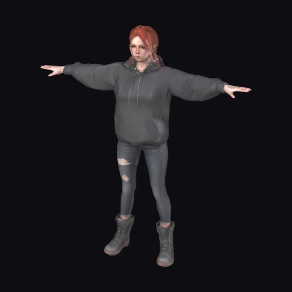 Young Woman in T-Pose