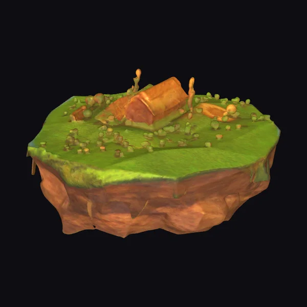 Floating Green Rocky Island