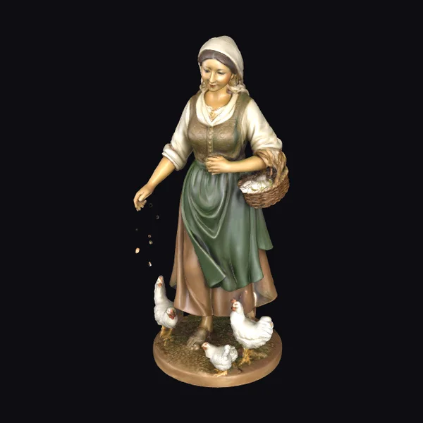 Woman Feeding Chickens