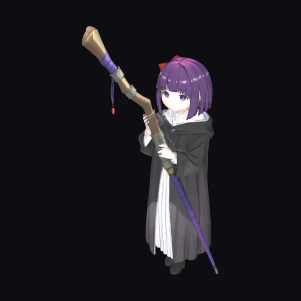 Purple-Haired Girl with Staff