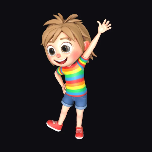 Cartoon Cheerful Young Boy