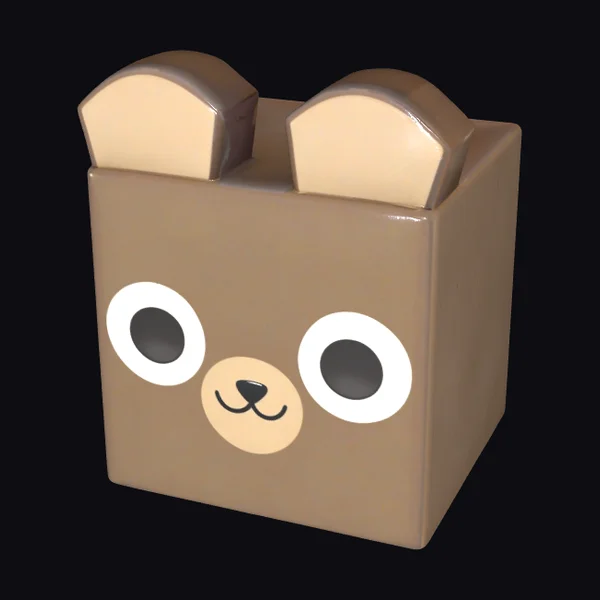 Brown Block Bear Face