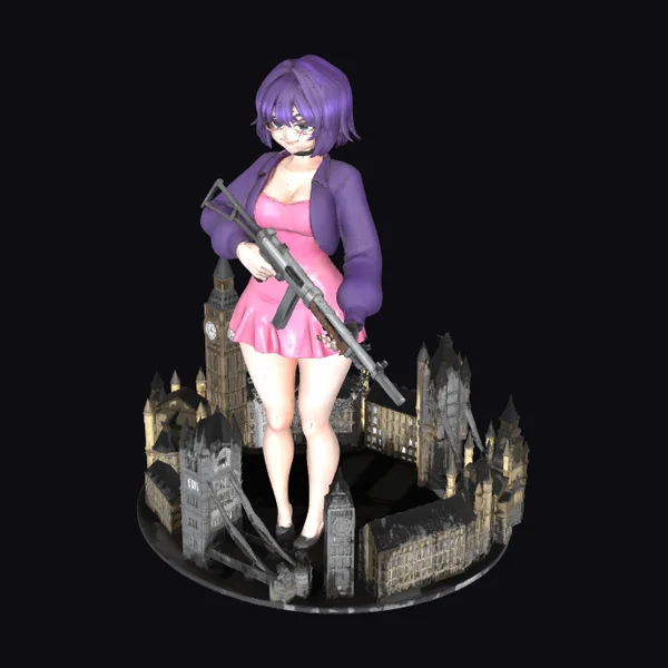 Purple-Haired Guardian Figurine