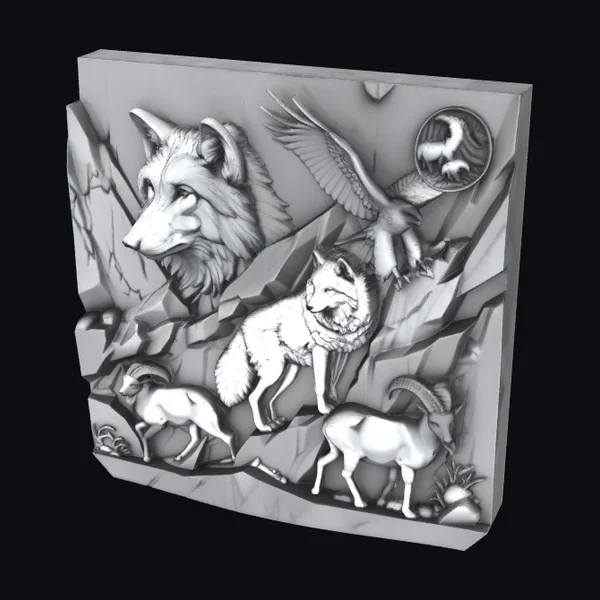 Mountain Animal Scene Relief