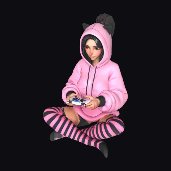 Girl with Gaming Controller