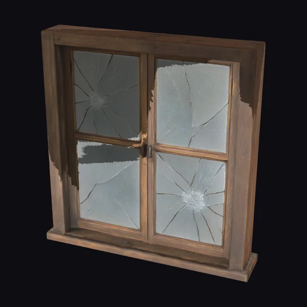 Cracked Wooden Window Pane