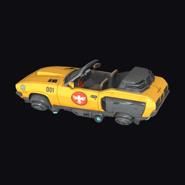 Yellow Sci-Fi Convertible Car