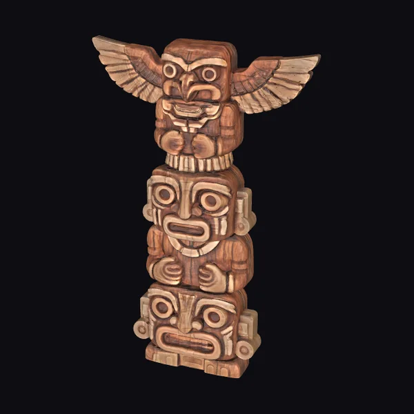 Wooden Totem Pole Figures