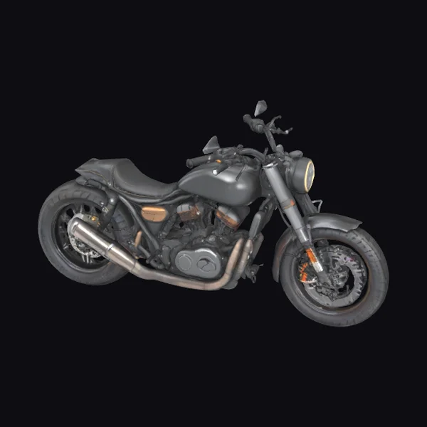 Black Motorcycle with Exhaust